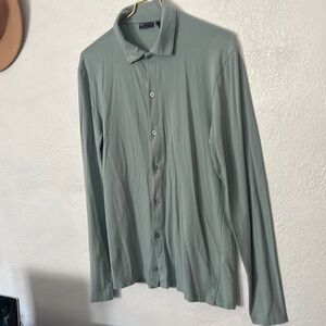 Asos muscle fit jersey long sleeve button down shirt